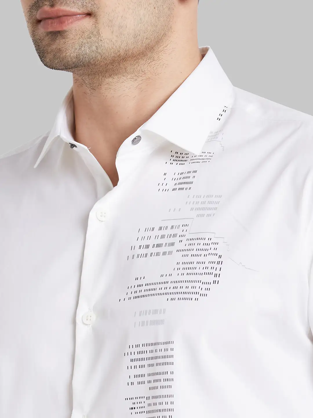 Park Avenue Men White Slim Fit Printed Casual Shirt - Image 6