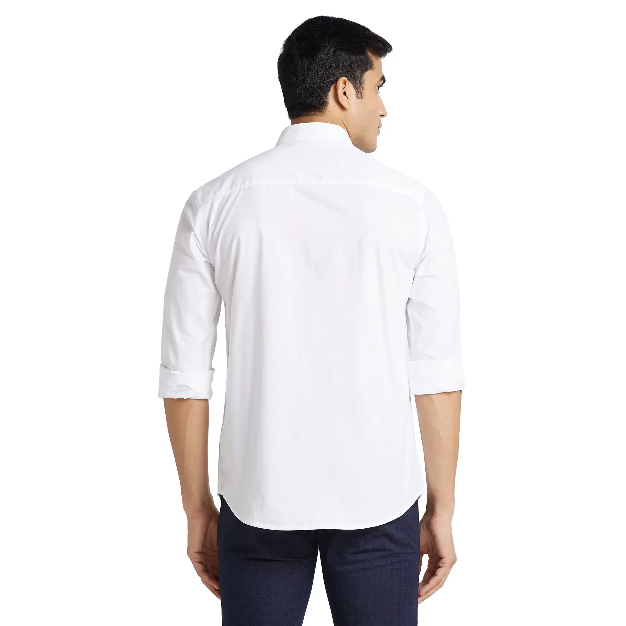 Park Avenue Men White Print Slim Fit Cotton Shirt - Image 4