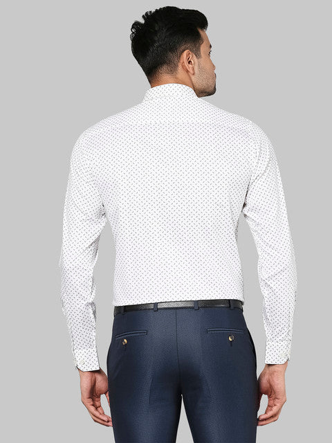 Park Avenue Men White Printed Regular Fit Cotton Shirt - Image 4