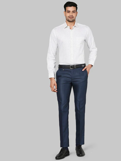 Park Avenue Men White Printed Regular Fit Cotton Shirt - Image 5