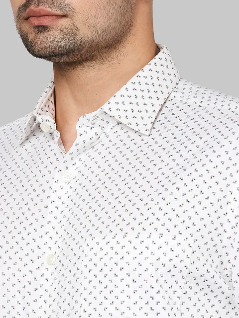 Park Avenue Men White Printed Regular Fit Cotton Shirt - Image 6