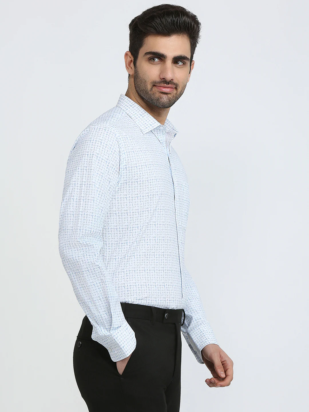 Park Avenue Men White Printed Slim Fit Cotton Blend Formal Shirt - Image 3