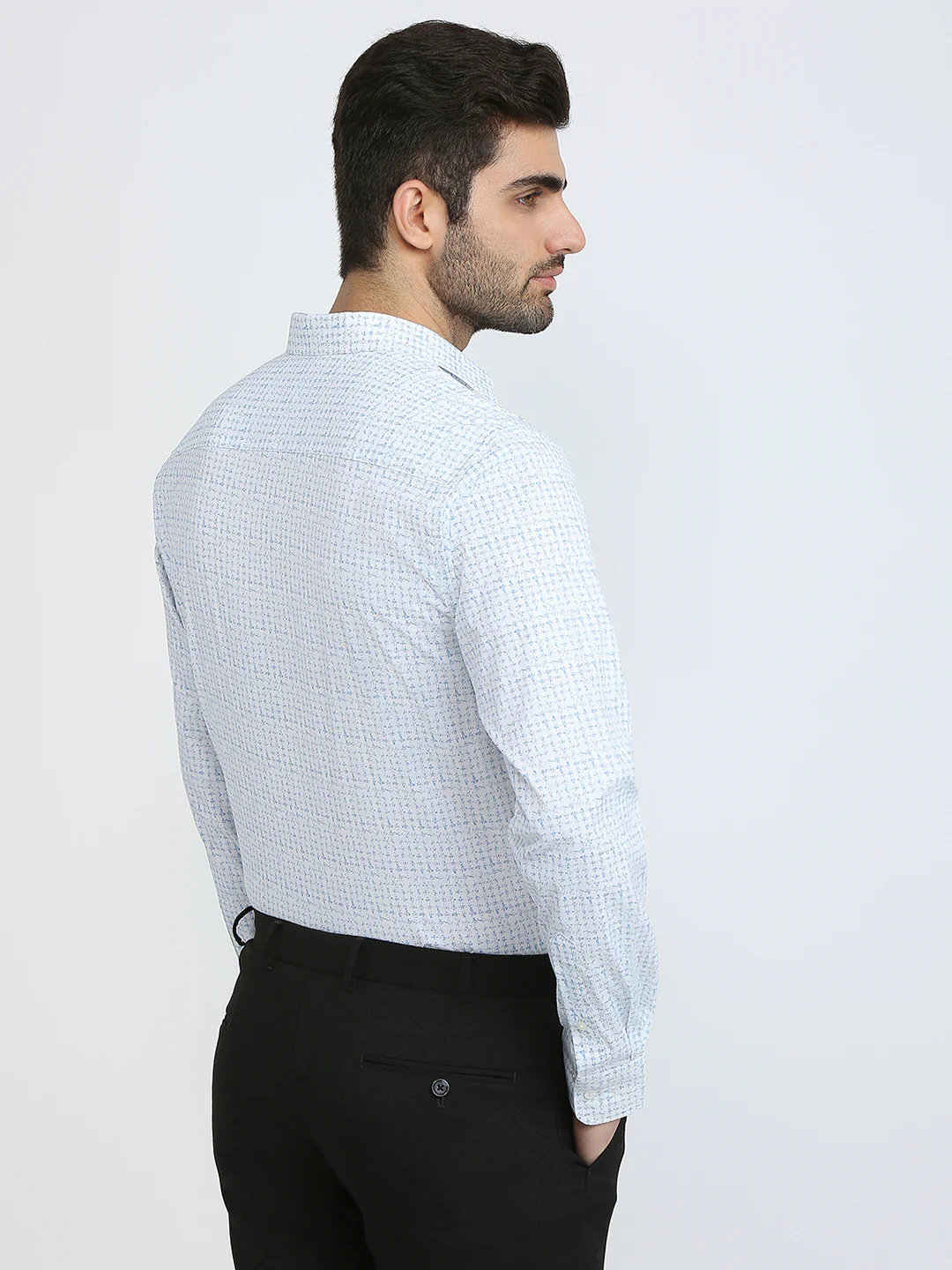 Park Avenue Men White Printed Slim Fit Cotton Blend Formal Shirt - Image 4