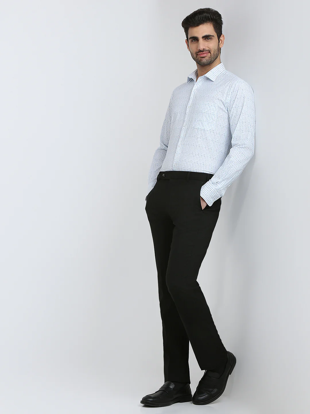 Park Avenue Men White Printed Slim Fit Cotton Blend Formal Shirt - Image 5