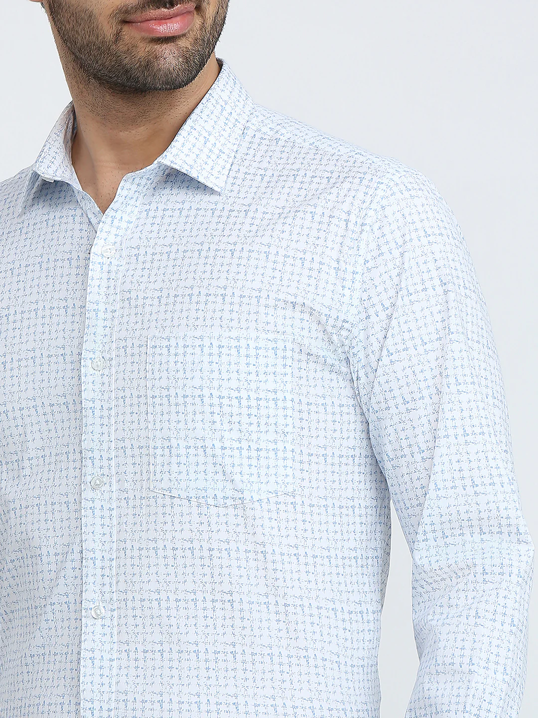 Park Avenue Men White Printed Slim Fit Cotton Blend Formal Shirt - Image 6