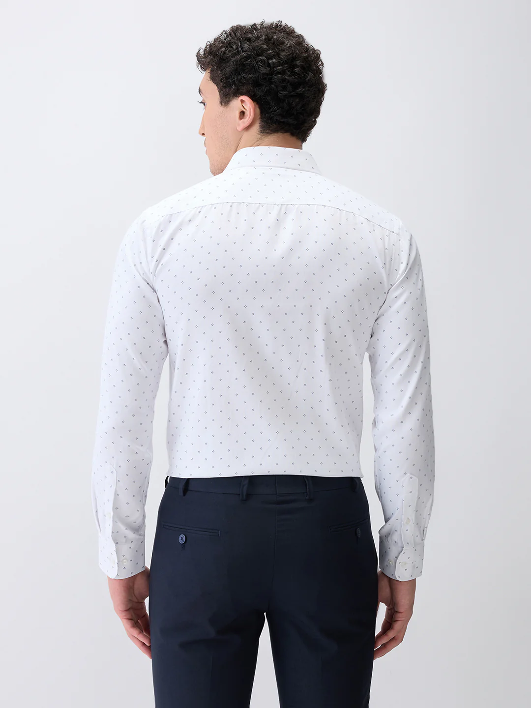 Park Avenue Men White Printed Slim Fit Cotton Blend Formal Shirt - Image 4