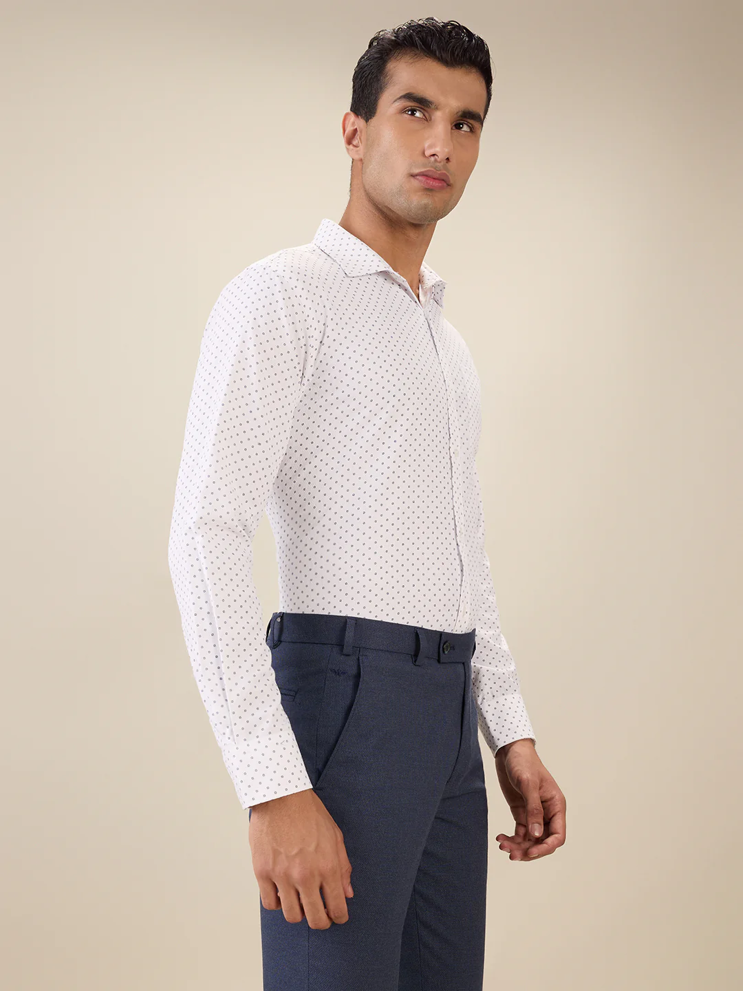 Park Avenue Men White Printed Slim Fit Cotton Blend Formal Shirt - Image 3