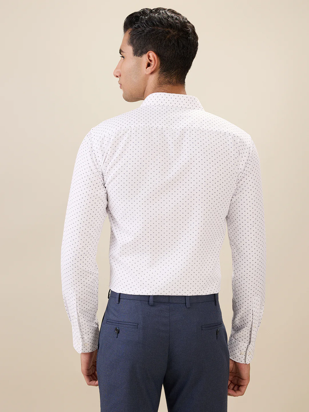 Park Avenue Men White Printed Slim Fit Cotton Blend Formal Shirt - Image 4