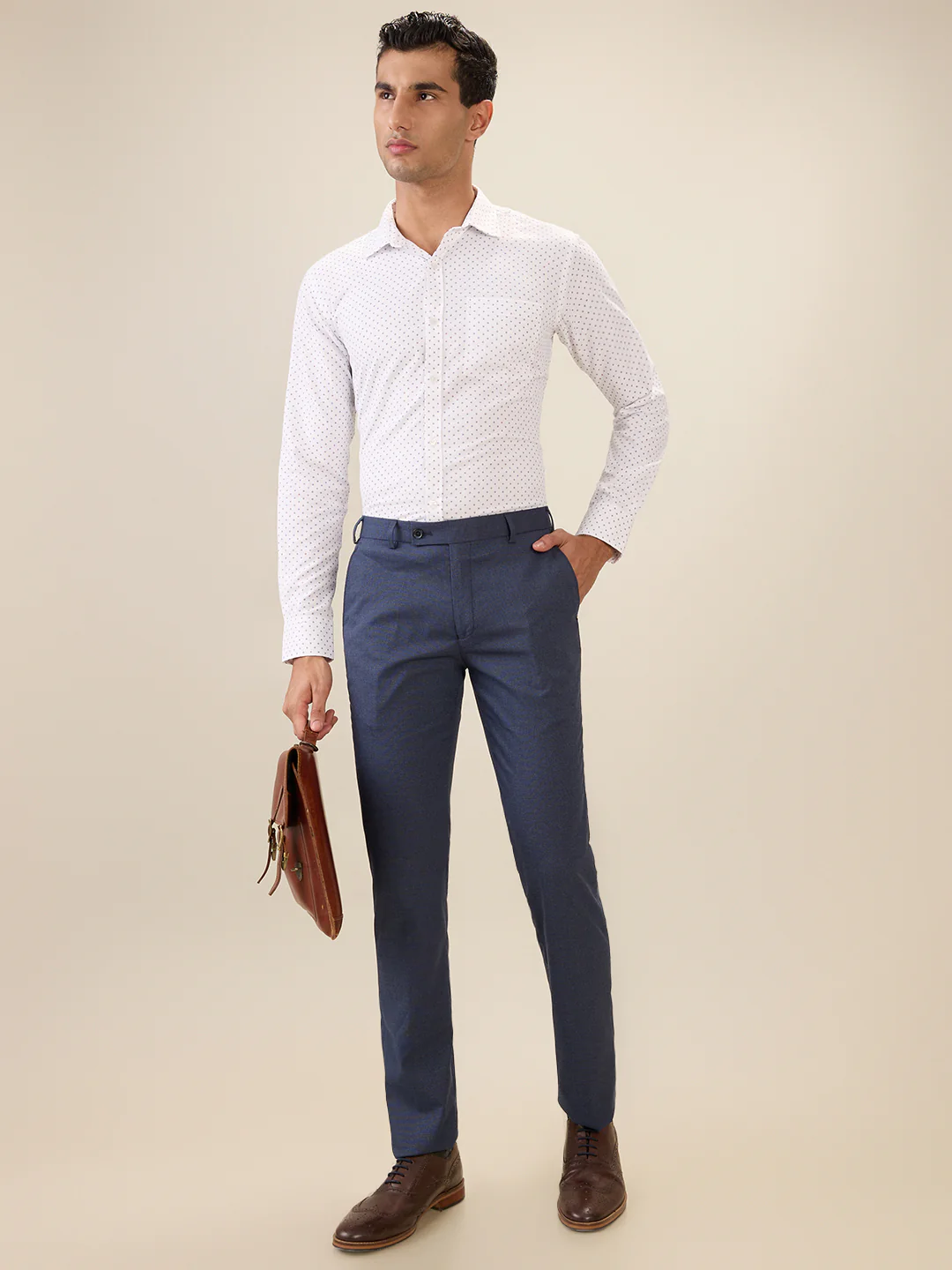 Park Avenue Men White Printed Slim Fit Cotton Blend Formal Shirt - Image 6