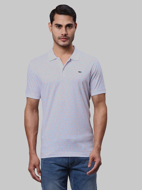 Park Avenue Men White Printed Slim Fit Cotton Blend T-Shirt