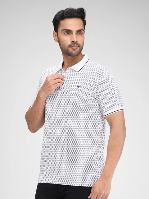 Park Avenue Men White Printed Slim Fit Cotton Blend T-Shirt - Image 3