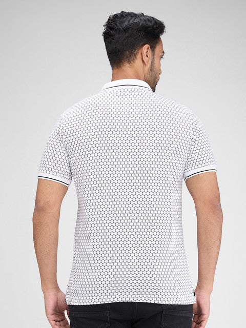 Park Avenue Men White Printed Slim Fit Cotton Blend T-Shirt - Image 5