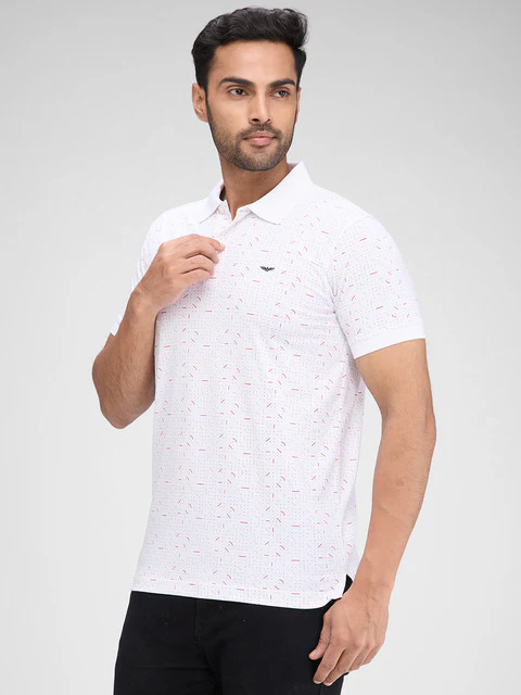 Park Avenue Men White Printed Slim Fit Cotton Blend T-Shirt - Image 3