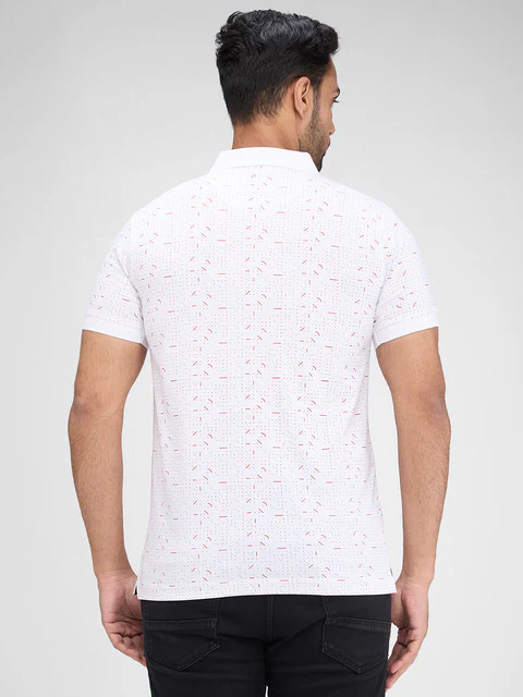 Park Avenue Men White Printed Slim Fit Cotton Blend T-Shirt - Image 4