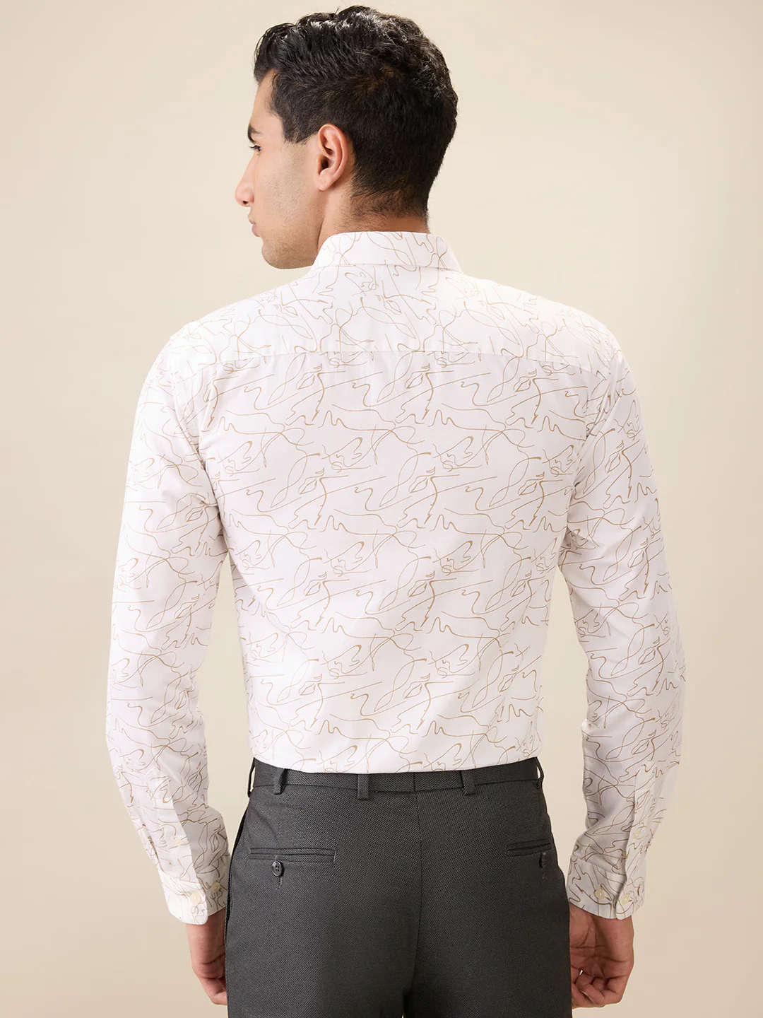 Park Avenue Men White Printed Slim Fit Cotton Casual Shirt - Image 4