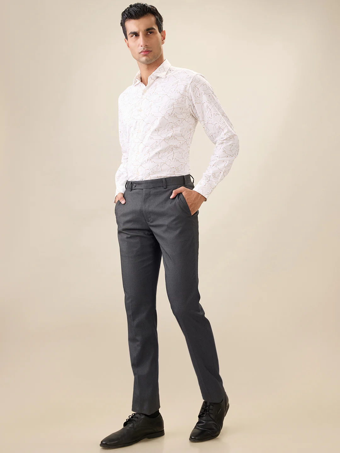 Park Avenue Men White Printed Slim Fit Cotton Casual Shirt - Image 5
