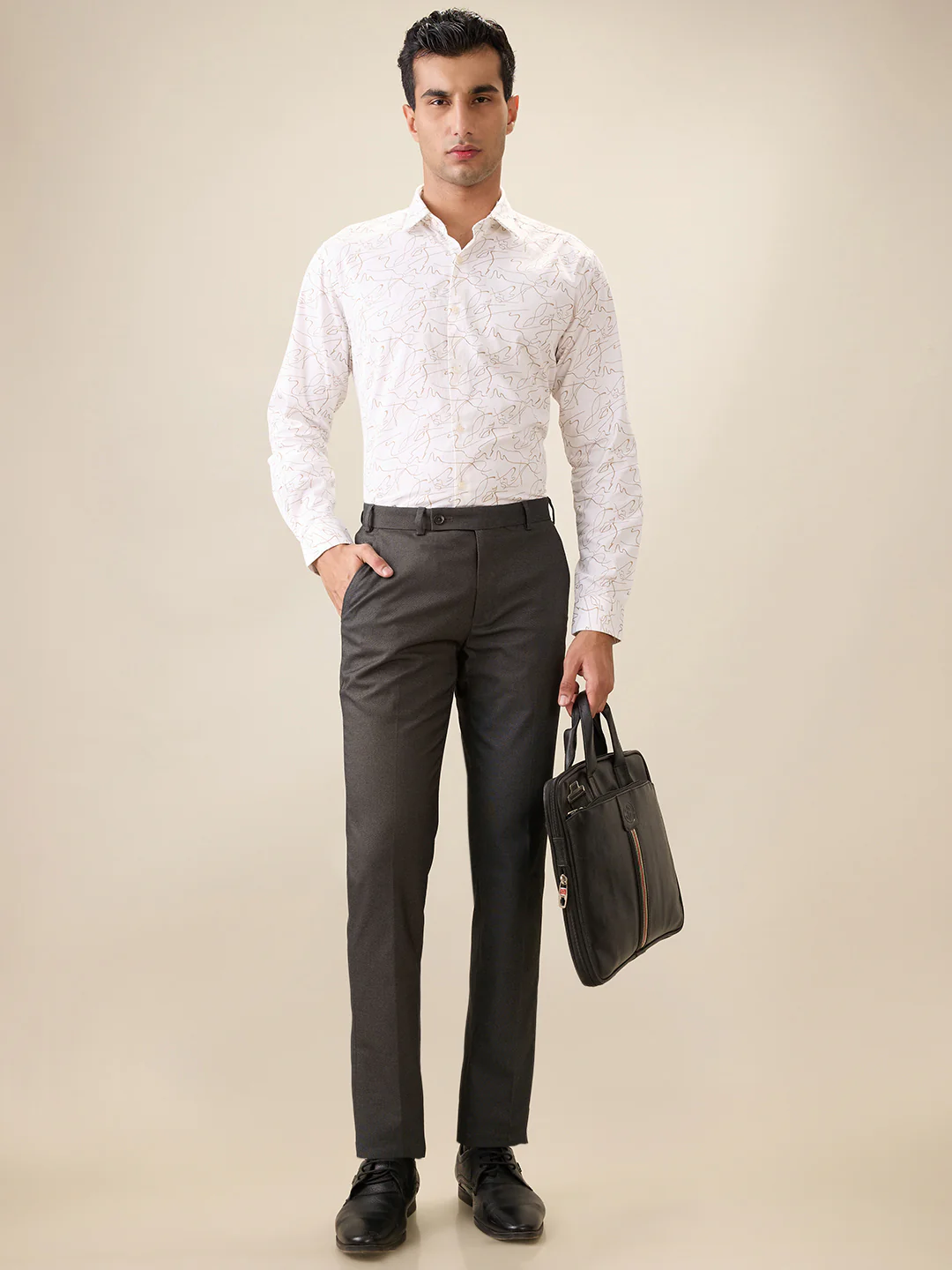 Park Avenue Men White Printed Slim Fit Cotton Casual Shirt - Image 7
