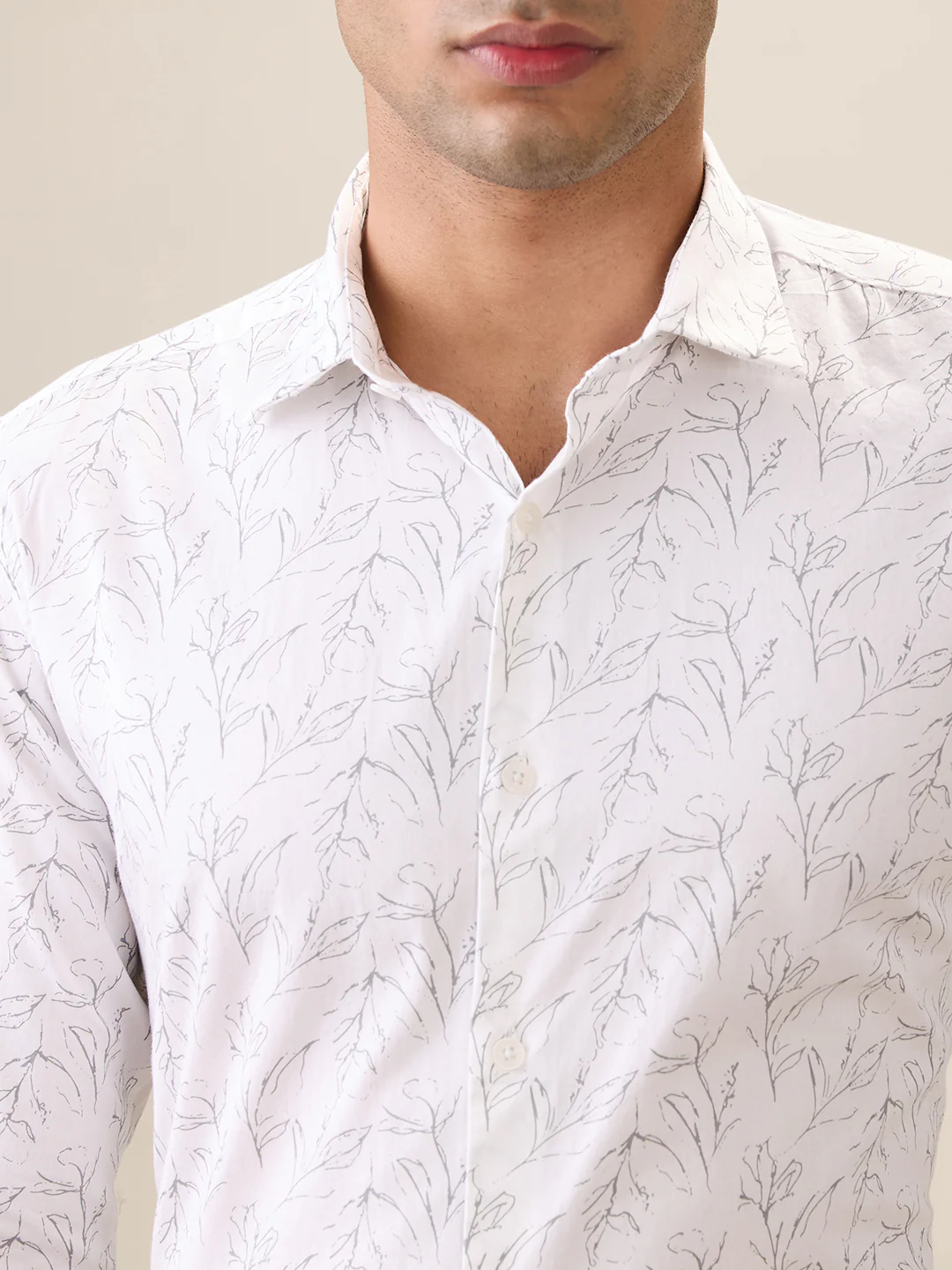 Park Avenue Men White Printed Slim Fit Cotton Casual Shirt - Image 6