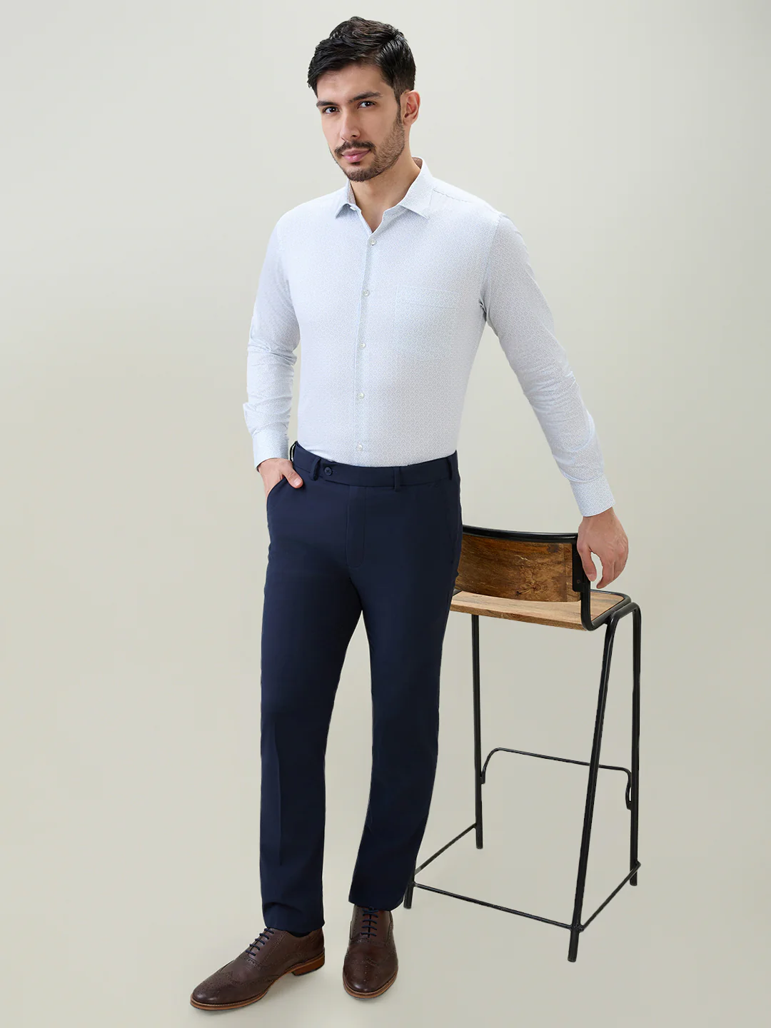 Park Avenue Men White Printed Slim Fit Cotton Formal Shirt - Image 6