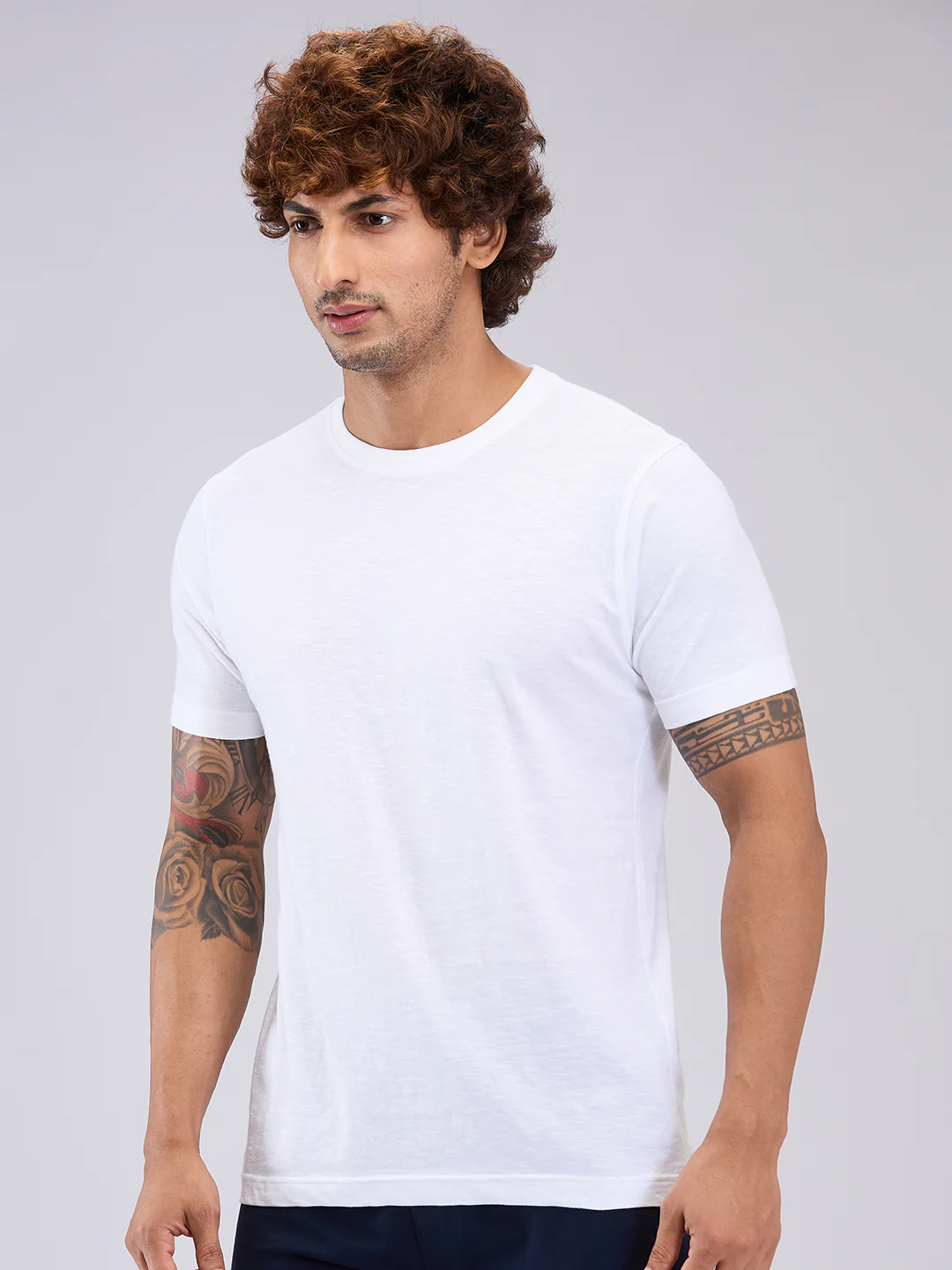 Park Avenue Men White Regular Fit Cotton T-Shirt - Image 3