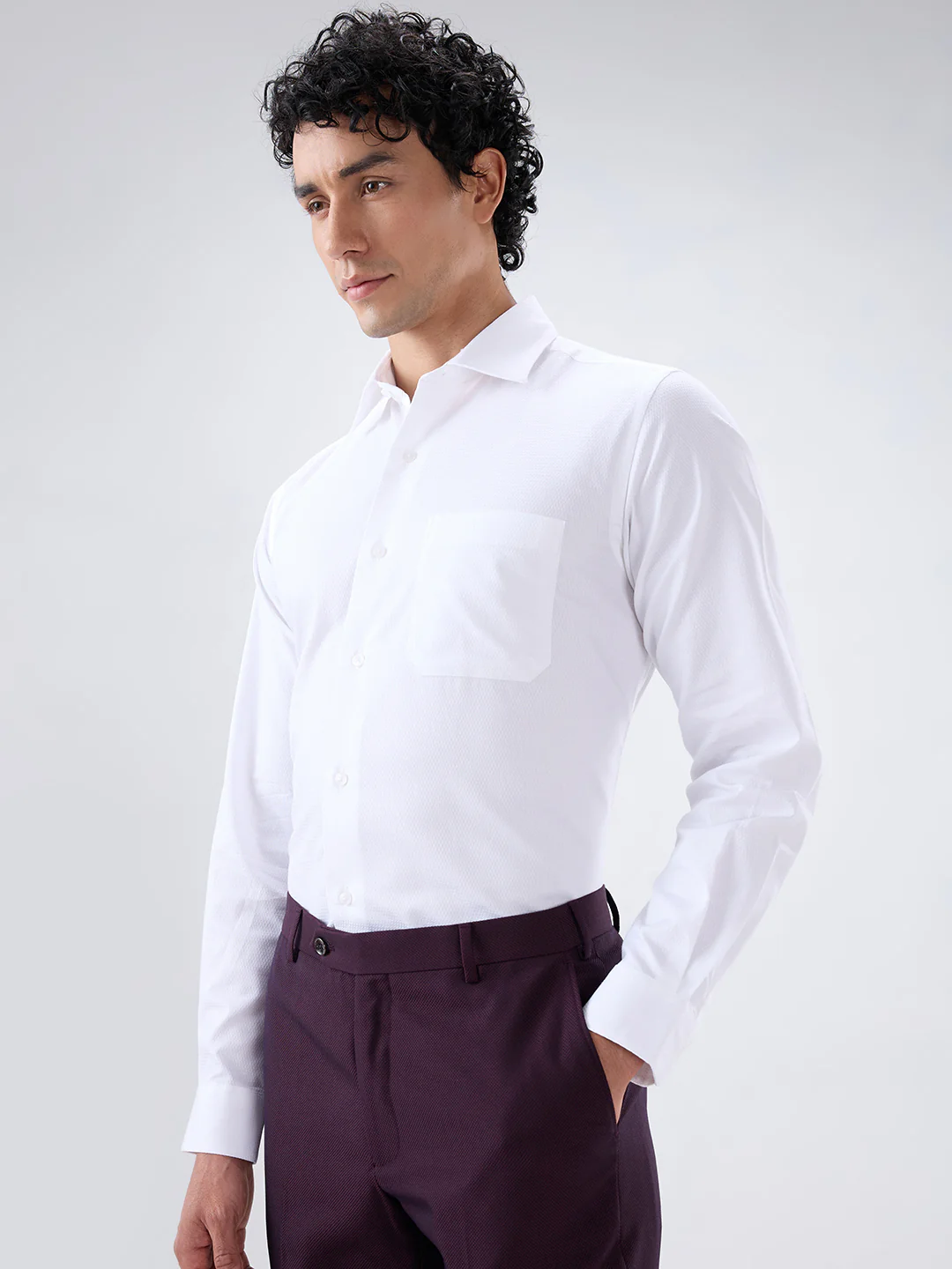 Park Avenue Men White Regular Fit Structure Formal Shirt - Image 3