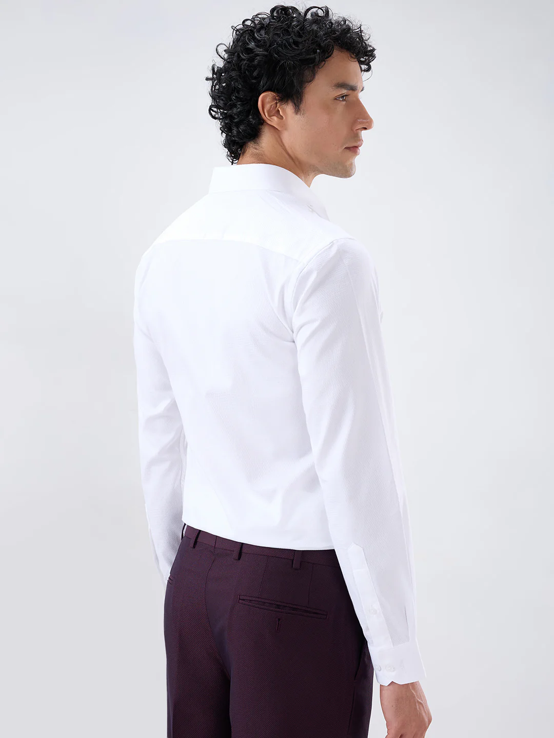 Park Avenue Men White Regular Fit Structure Formal Shirt - Image 4