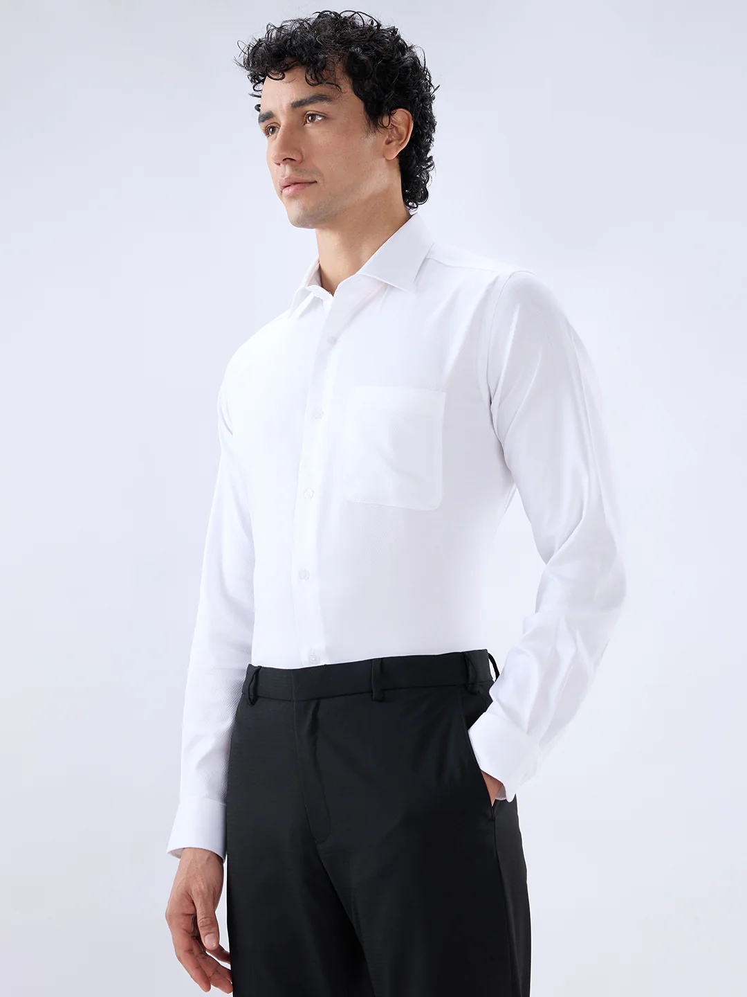 Park Avenue Men White Regular Fit Structure Formal Shirt - Image 3