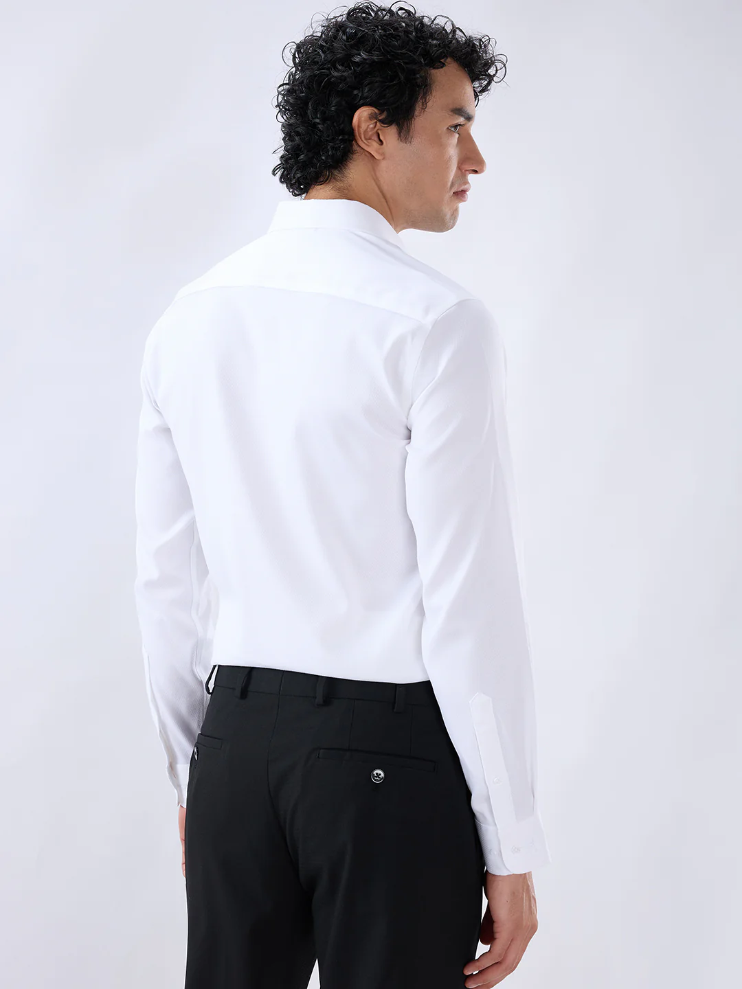 Park Avenue Men White Regular Fit Structure Formal Shirt - Image 4