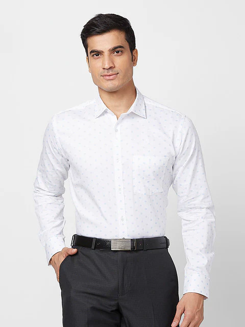 Park Avenue Men White Slim Fit Printed Shirt