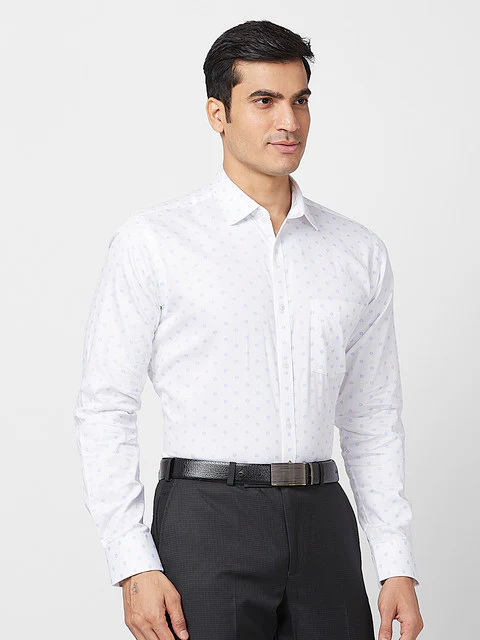 Park Avenue Men White Slim Fit Printed Shirt - Image 2