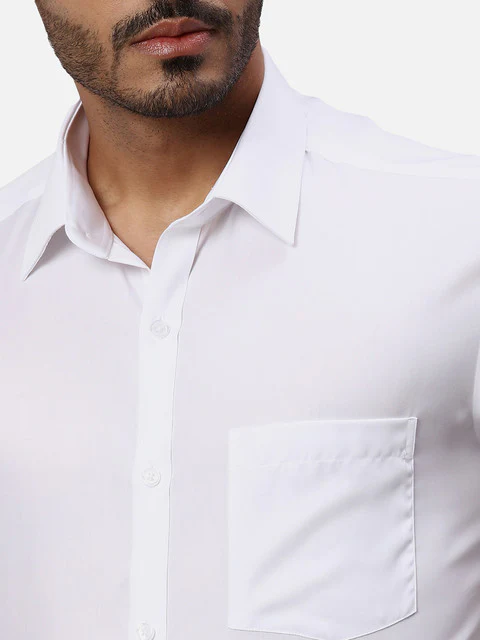 Park Avenue Men White Solid Regular Fit Cotton Formal Shirts - Image 6