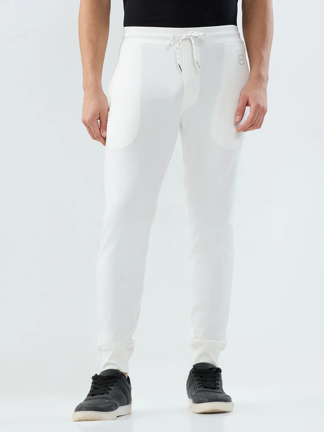 Park Avenue Men White Solid Slim Fit Cotton Blend Bottom Lowers