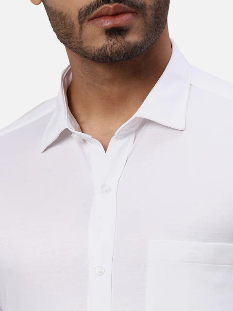 Park Avenue Men White Solid Slim Fit Cotton Blend Formal Shirts - Image 6