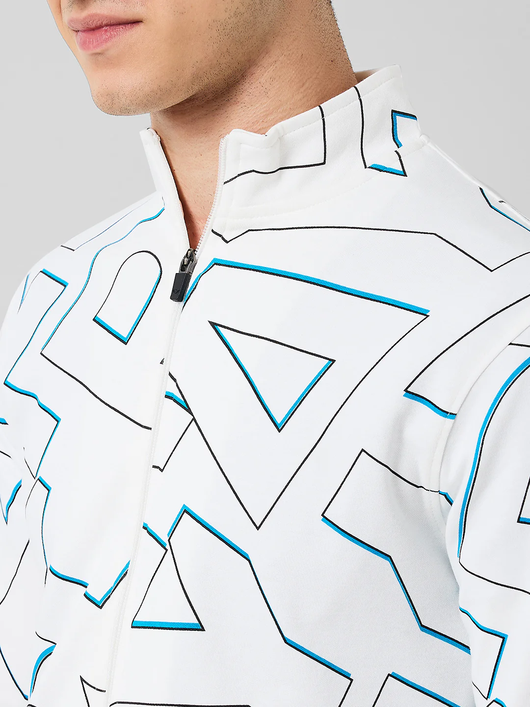 Park Avenue Men White Solid Slim Fit Cotton Blend Sweatshirt - Image 5