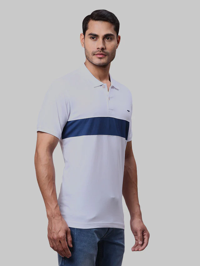 Park Avenue Men White Solid Slim Fit Cotton Blend T-Shirt - Image 2