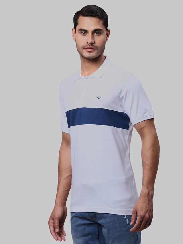 Park Avenue Men White Solid Slim Fit Cotton Blend T-Shirt - Image 3