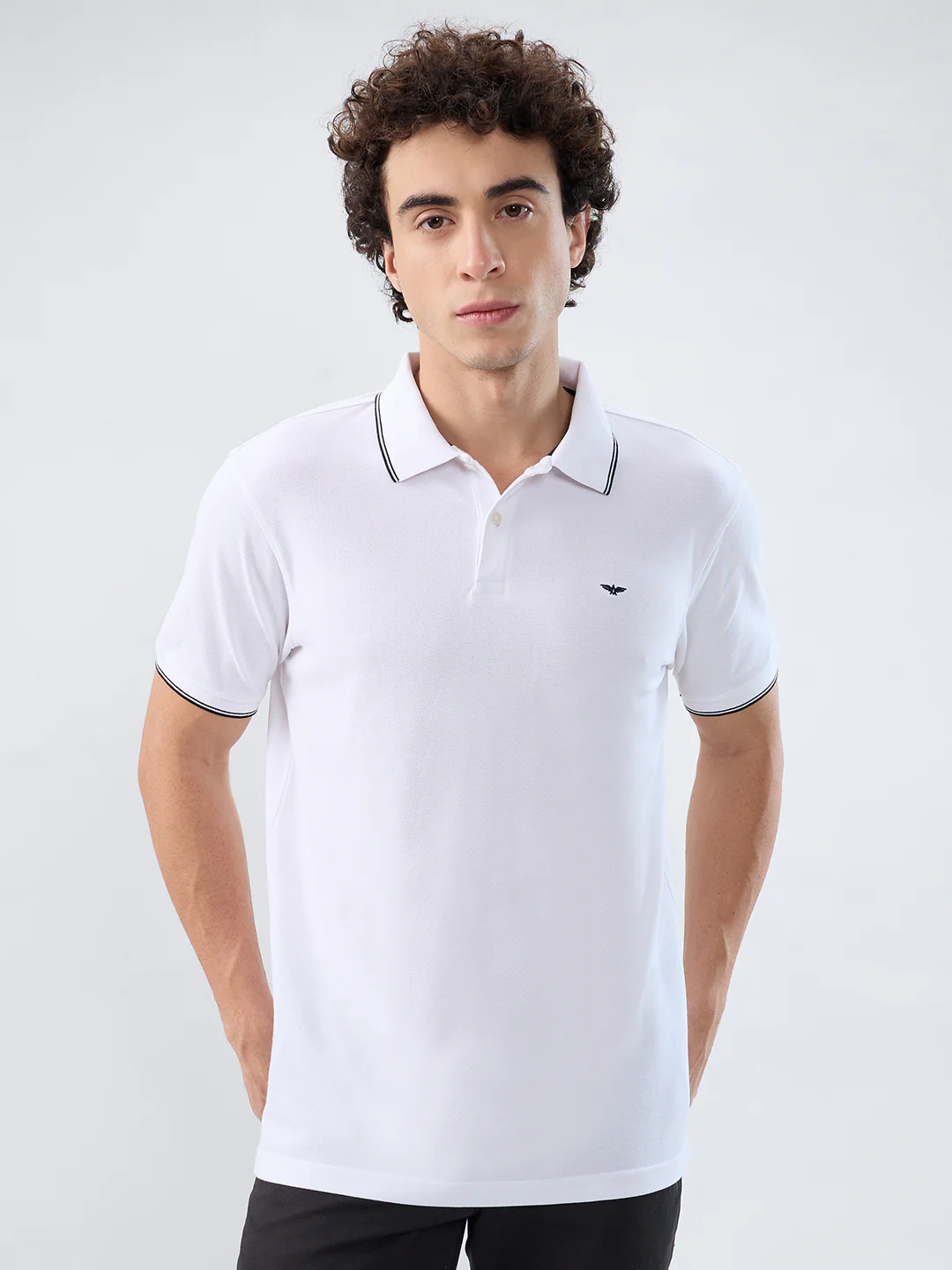 Park Avenue Men White Solid Slim Fit Cotton Blend T-shirt