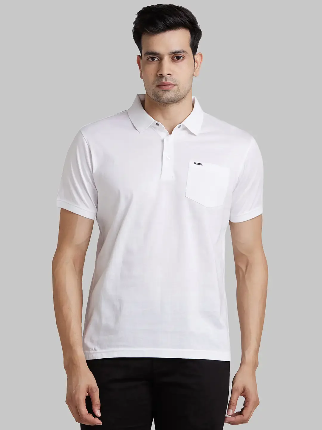 Park Avenue Men White Solid Slim Fit Cotton Round Neck T-Shirt