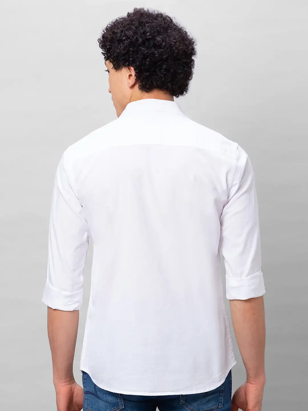 Park Avenue Men White Solid Slim Fit Cotton Shirts - Image 5