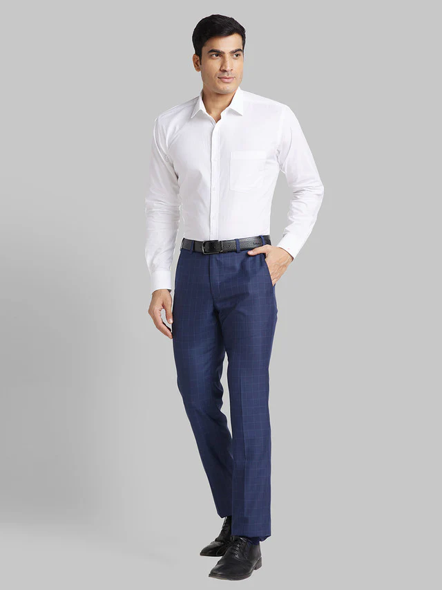 Park Avenue Men White Solid Slim Fit Full Sleeve Semi Cut Away Collar Shirt - Image 5