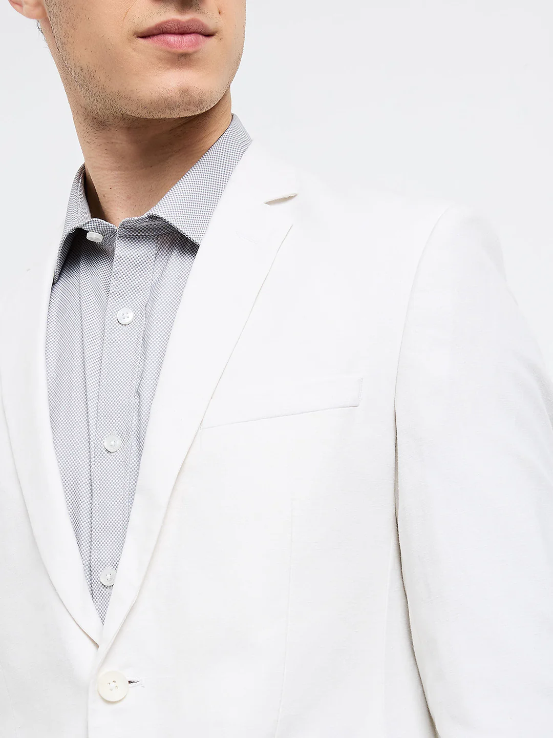 Park Avenue Men White Solid Super Slim Fit Polyester Blend Blazer - Image 6