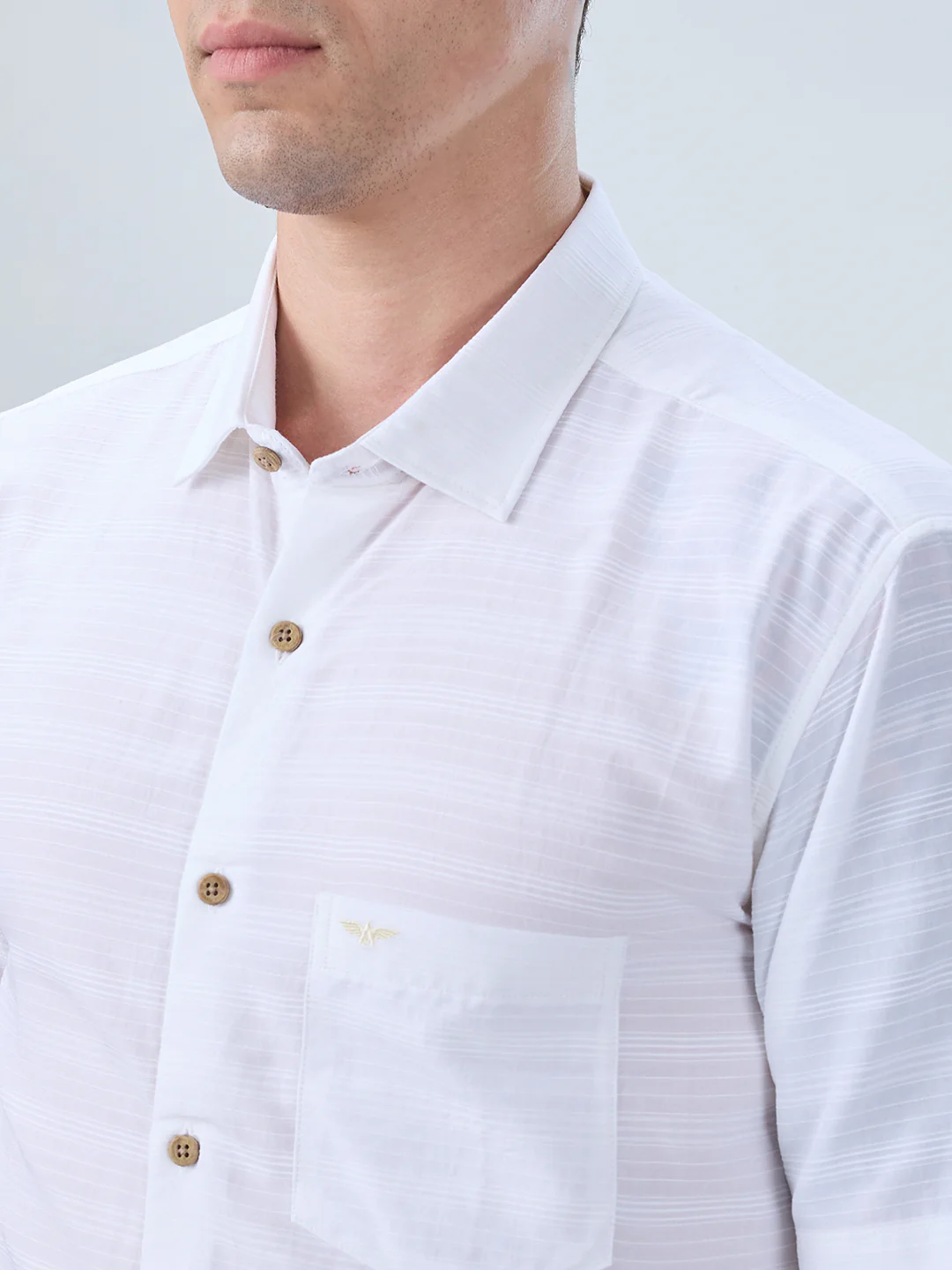 Park Avenue Men White Stripe Slim Fit Cotton Blend Shirt - Image 6