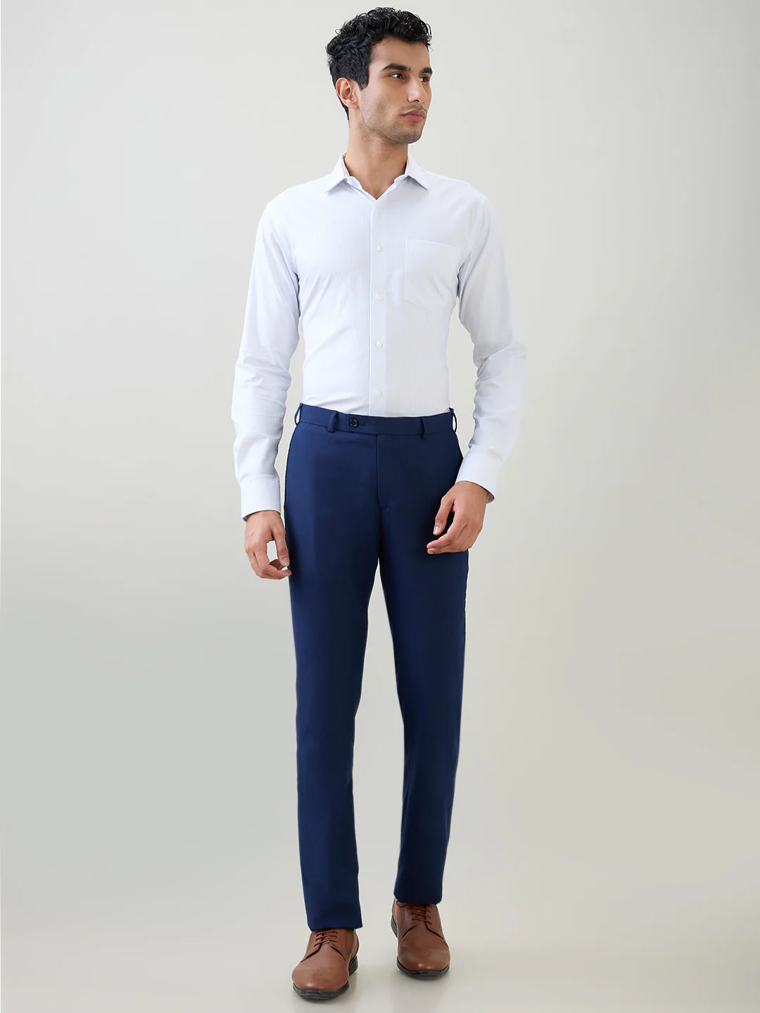 Park Avenue Men White Stripe Slim Fit Cotton Full Sleeve Formal Shirt - Image 5