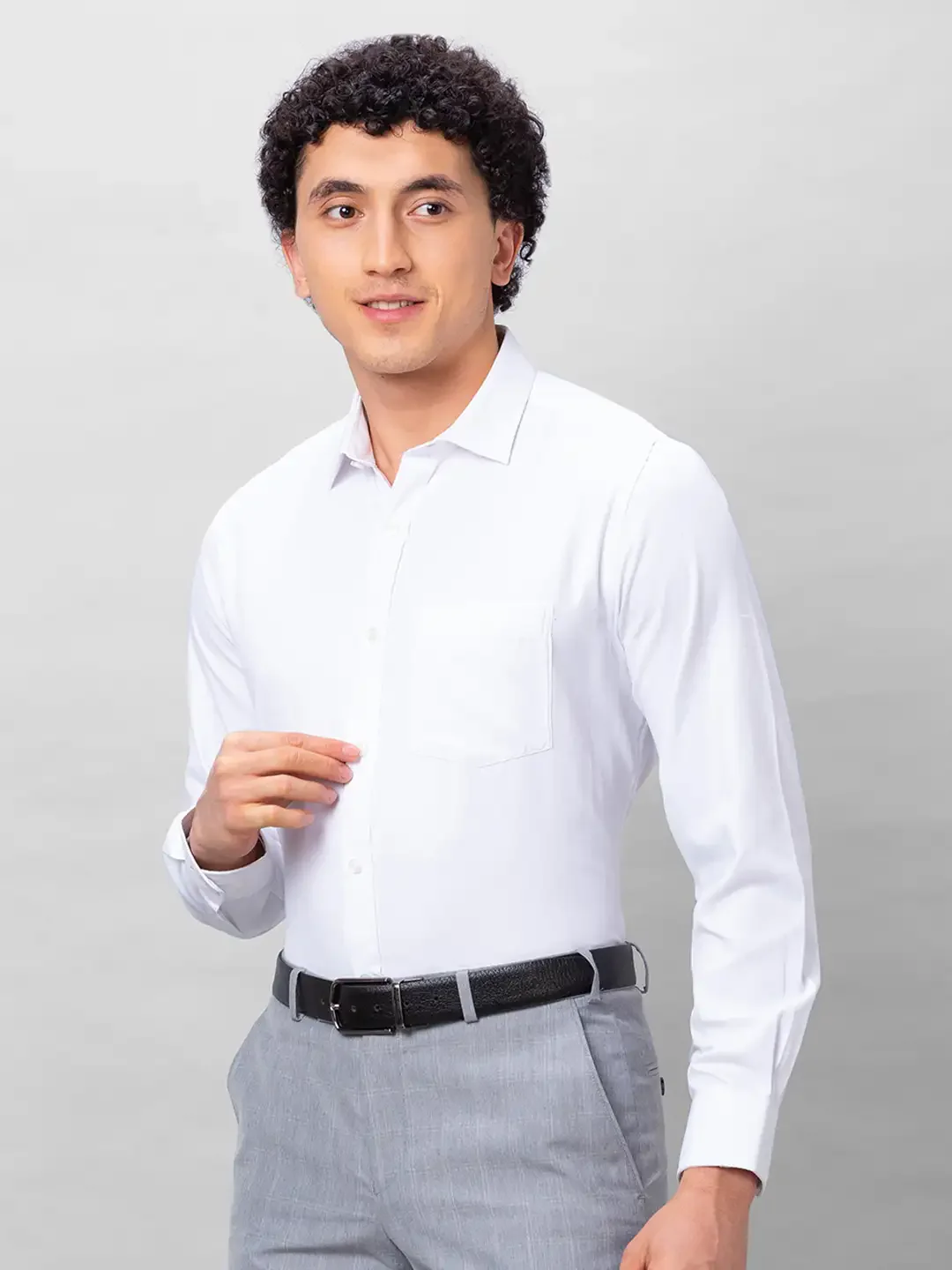 Park Avenue Men White Structure Regular Fit Cotton Blend Full Sleeve Cutaway Collar Shirt - Image 3