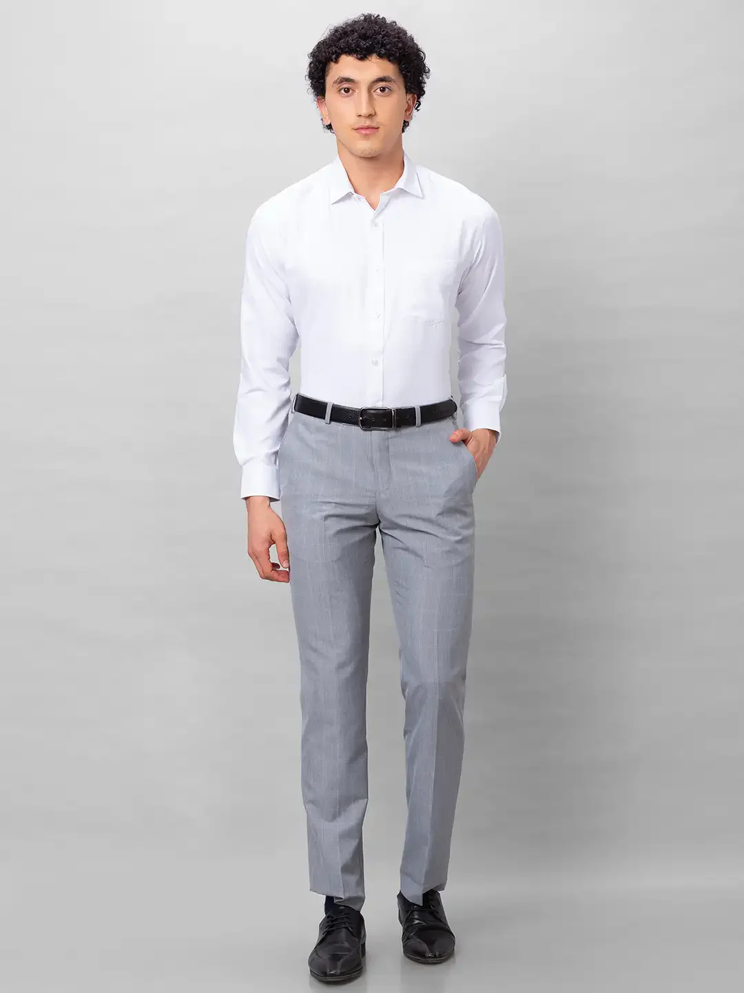 Park Avenue Men White Structure Regular Fit Cotton Blend Full Sleeve Cutaway Collar Shirt - Image 5