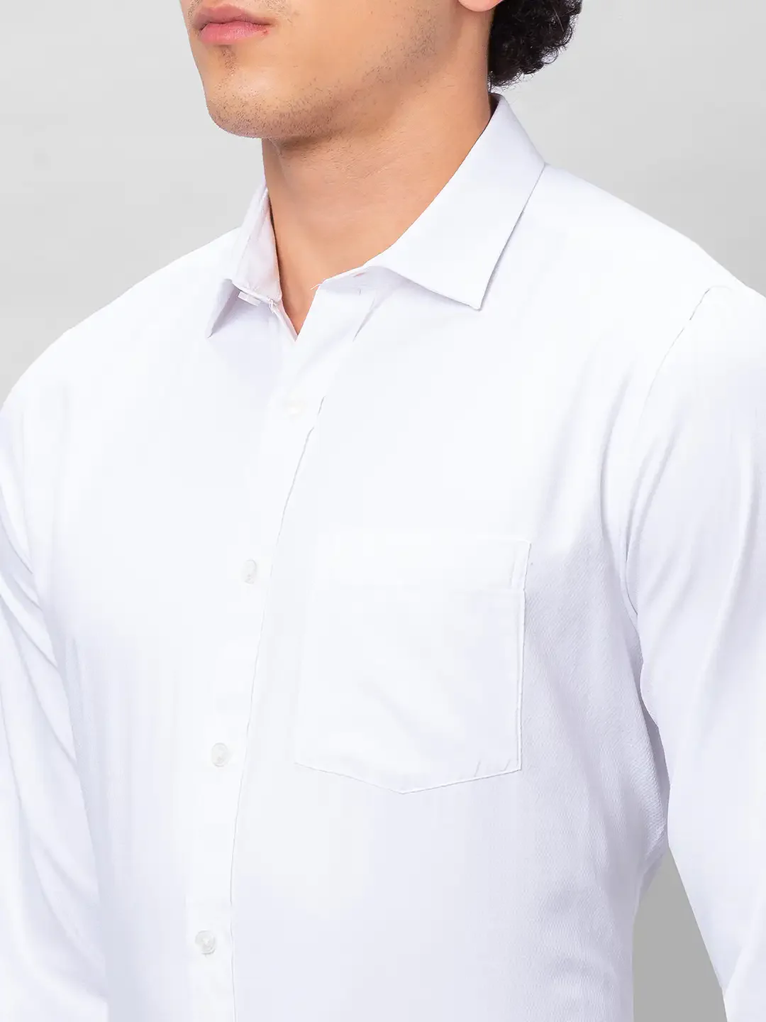 Park Avenue Men White Structure Regular Fit Cotton Blend Full Sleeve Cutaway Collar Shirt - Image 6