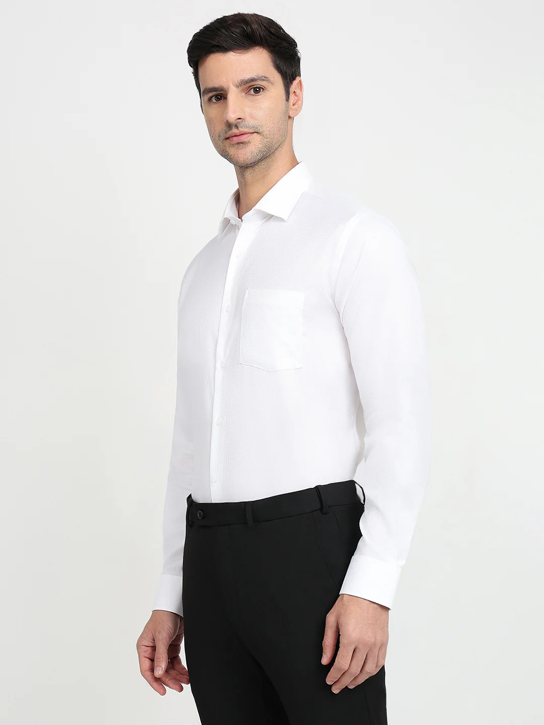 Park Avenue Men White Structure Regular Fit Cotton Full Sleeve Ainsley Collar Formal Shirt - Image 2