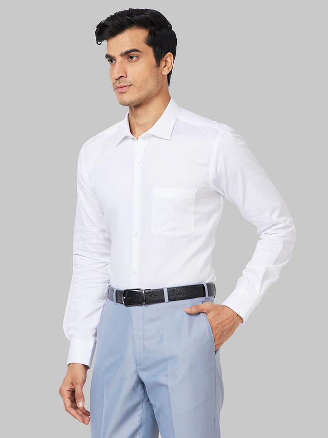 Park Avenue Men White Slim Fit Structure Formal Shirt - Image 3