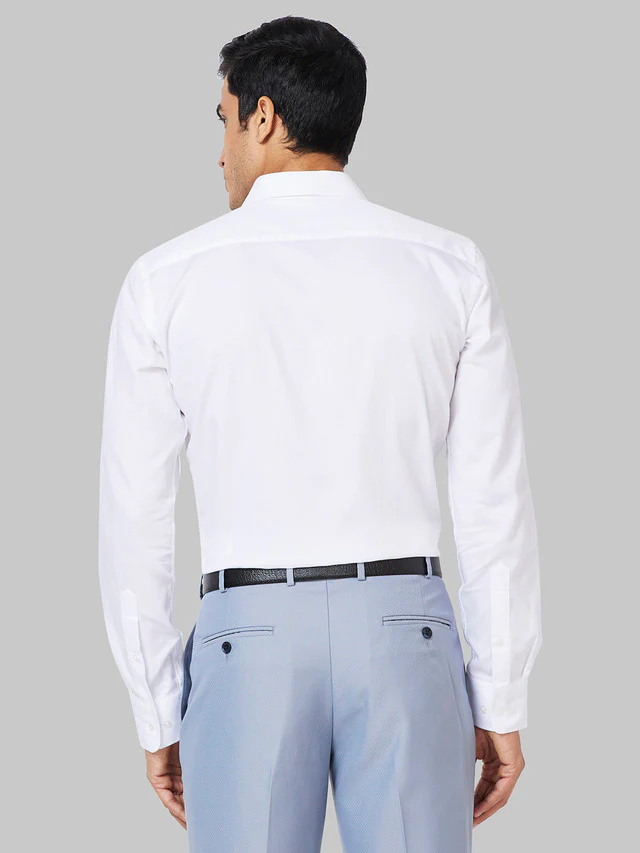 Park Avenue Men White Slim Fit Structure Formal Shirt - Image 5