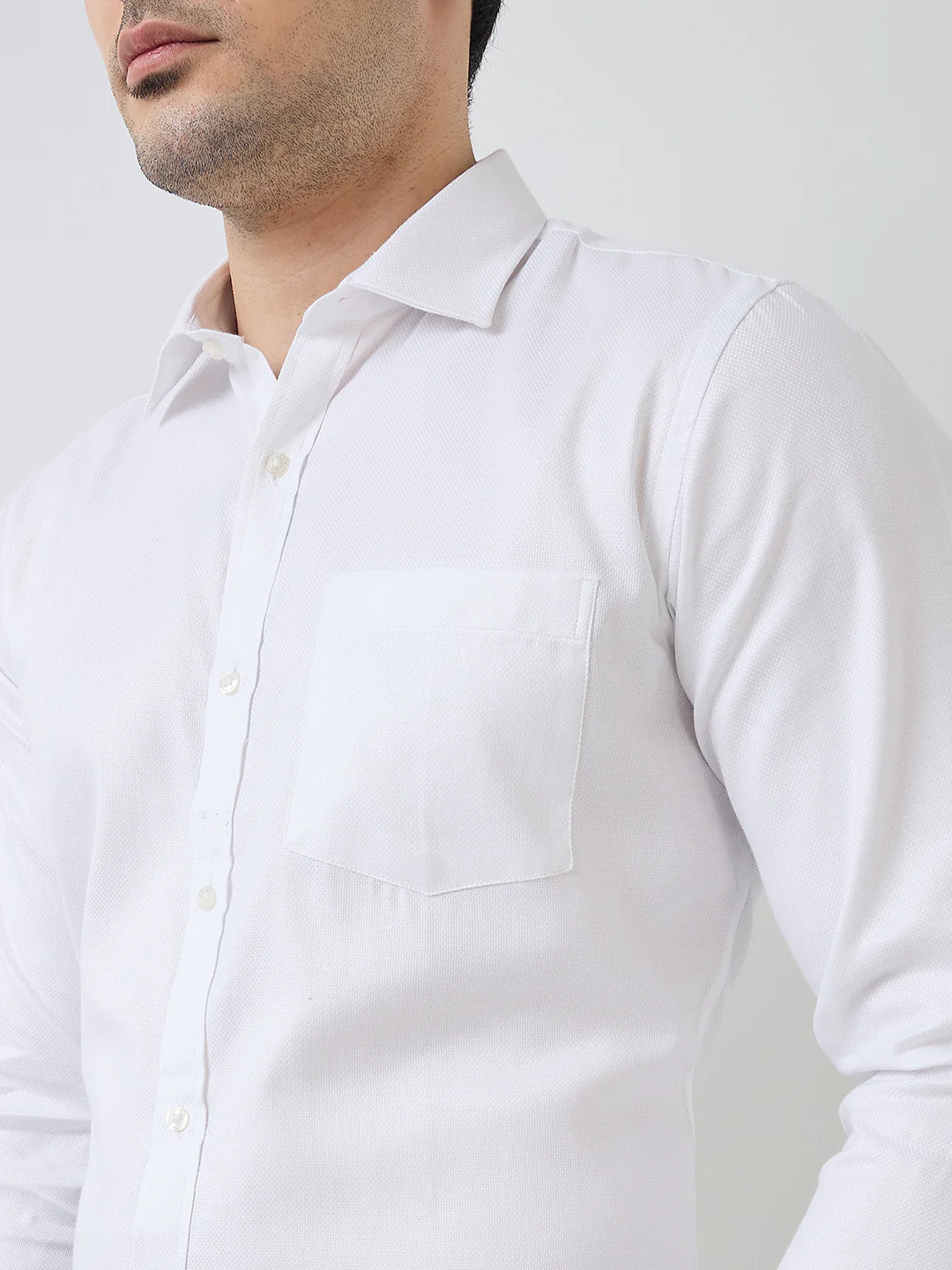 Park Avenue Men White Structure Slim Fit Polyester Blend Formal Shirt - Image 6